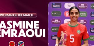 جاسمين ضمراوي تتألق وتُتوج كأفضل لاعبة في مباراة المغرب وناميبيا جاسمين ضمراوي أفضل لاعبة في مباراة المغرب وناميبيا