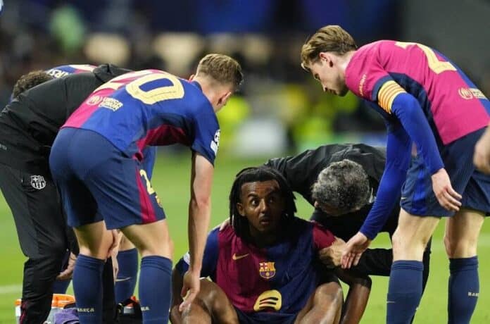 MjAyNTA1YjkyNDdhNmRiYjBiMzdlOThlNWVjMjY1MzA0ZDEwMWY إصابة جوليس كوندي تهدد مشاركته مع برشلونة أمام إنتر في إياب دوري الأبطال