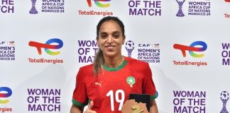 سكينة أوزراوي تتألق وتُتوج بلقب أفضل لاعبة في مباراة المغرب وغانا سكينة أوزراوي أفضل لاعبة في مباراة المغرب وغانا بنصف نهائي كأس أمم إفريقيا للسيدات 2025