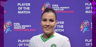 مريم حجري تتألق وتُتوج أفضل نجمة في انتصار المغرب على الفلبين بمونديال الفوتسال مريم حجري أفضل لاعبة في فوز المغرب على الفلبين بمونديال الفوتسال