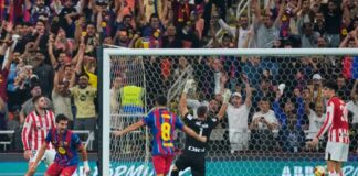 برشلونة يمزق شباك أتلتيك بيلباو بخمسة أهداف ويحجز تذكرة النهائي في السوبر الإسباني برشلونة يسحق بيلباو 5-0 ويبلغ نهائي السوبر