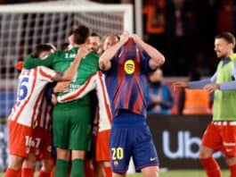 برشلونة يُودّع كأس الملك رغم ثلاثية في البرنابيو.. أتلتيكو مدريد يصعد إلى النهائي برشلونة يودع كأس الملك رغم ثلاثية أمام أتلتيكو