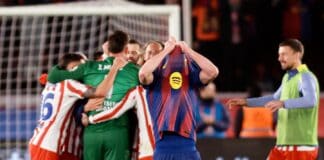 برشلونة يُودّع كأس الملك رغم ثلاثية في البرنابيو.. أتلتيكو مدريد يصعد إلى النهائي برشلونة يودع كأس الملك رغم ثلاثية أمام أتلتيكو