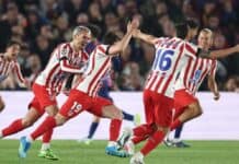 أتلتيكو مدريد يهزم برشلونة المنقوص ويقترب من نصف نهائي دوري الأبطال أتلتيكو يهزم برشلونة 2-0 في ذهاب ربع النهائي