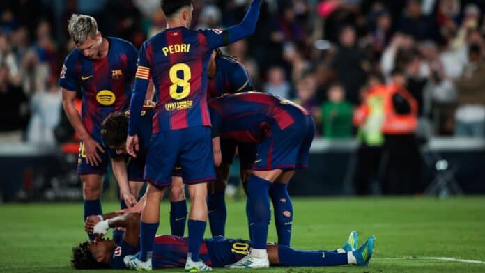 إصابة لامين يامال تقلق برشلونة في نهاية الموسم