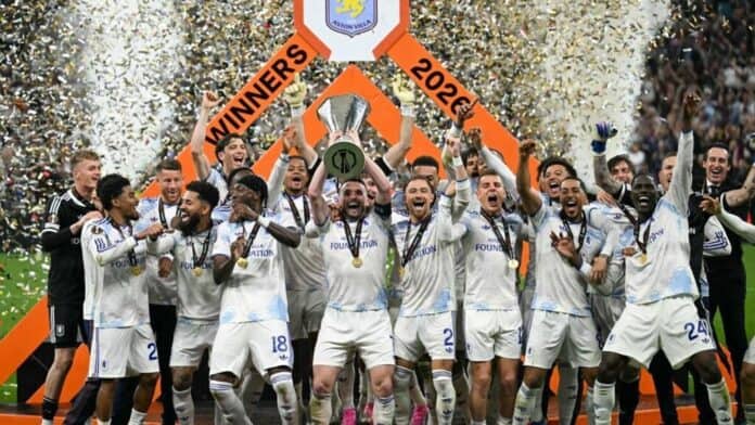 AFP-20260520-B3JD82Z-v2-MidRes-FblEurC3FreiburgAstonVillaTrophy أستون فيلا بطلاً للدوري الأوروبي 2026