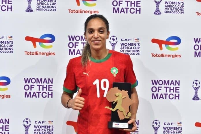 سكينة أوزراوي أفضل لاعبة في مباراة المغرب وغانا بنصف نهائي كأس أمم إفريقيا للسيدات 2025