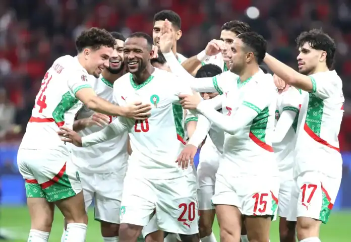 ayoub-el-kaabi-of-morocco-celebrates أفكون 2025: هل يكسر المغرب عقدة أصحاب الأرض في كأس إفريقيا؟