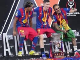الكلاسيكو الناري في السوبر الإسباني: برشلونة يهزم ريال مدريد 3-2 ويتوج باللقب في نهائي مليء بالإثارة برشلونة يفوز على ريال مدريد 3-2 ويتوج بالسوبر الإسباني