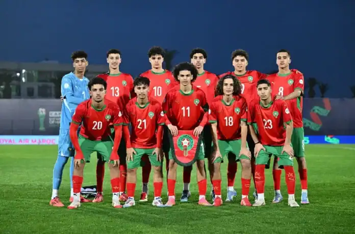 17-6nyr9-1 لاعبو منتخب المغرب لأقل من 17 سنة في مباراة ببطولة شمال إفريقيا