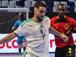 أنغولا تهزم الجزائر 3-2 وتتأهل إلى نهائي كأس إفريقيا للصالات لاعبو منتخب أنغولا لكرة القدم داخل الصالات يحتفلون بالتأهل إلى نهائي كأس أمم إفريقيا