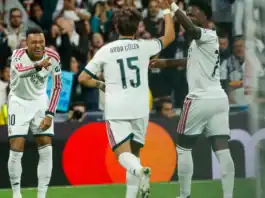 ريال مدريد يكتسح لايبزيغ 4-1 ودياز يصنع هدفا بعد دخوله بديلا إبراهيم دياز خلال مشاركته بديلا مع ريال مدريد أمام لايبزيغ في عصبة أبطال أوروبا