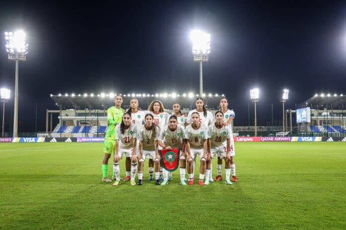 WhatsApp-Image-2026-10-28-at-19.28.12-6ae258c8d4ffa895664515-2 لاعبات المنتخب المغربي وكوريا الشمالية خلال مباراة دور الـ16 في مونديال الناشئات