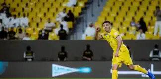 حمد الله يتخطى السومة ويبلغ 184 مساهمة في الدوري السعودي عبد الرزاق حمد الله مهاجم التعاون خلال مباراة في الدوري السعودي للمحترفين