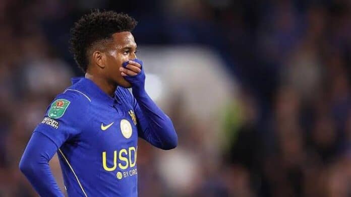 Le Brésilien Estêvão, ailier de Chelsea, lors d'un match