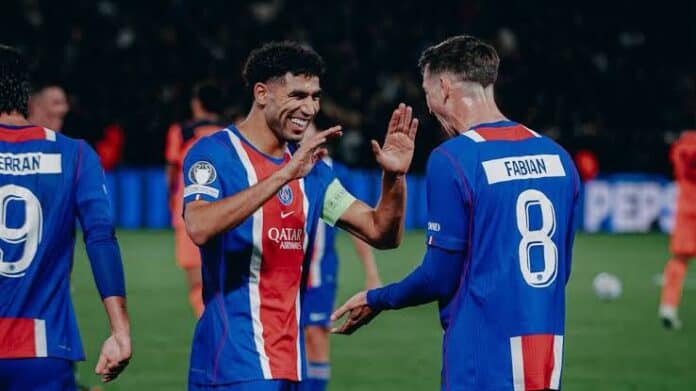 photo-42 Achraf Hakimi, défenseur du Paris Saint-Germain, lors du match contre Barcelone en Ligue des champions